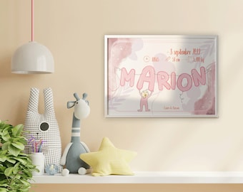 Personalized birth poster baby name