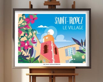 Vintage Saint-Tropez Poster – French Riviera – Illustration of the South of France – Provence Wall Decor