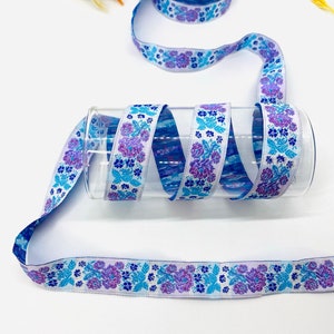 10Yard/30 mm Blue/White Floral Jacquard trim(1.18 inch)Jacquard Ribbon,Vintage Ribbon,Rose Ribbon,Costume Ribbon,Sewing trims,Dog collar
