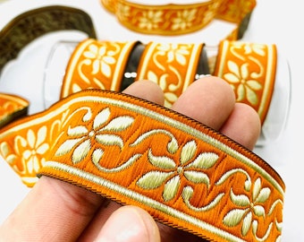 10 Yards/30mm Orange Celtic Violets Jacquard Trim(1.18 inch)Vintage Ribbon,Jacquard Ribbon,Drapery Trim,Craft Supply,Sewing trim,Dog Collar