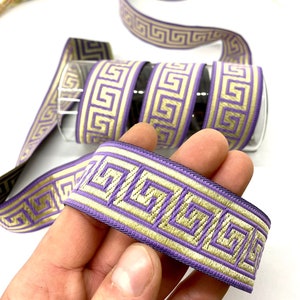 Ruban jacquard lilas 30 mm (1,37 pouce) garniture jacquard, ruban vintage, garniture en tissu, motif celtique, ruban pour déguisement, collier pour chien