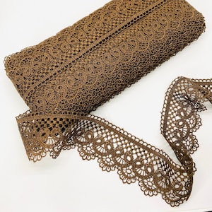 Guipur de encaje marrón de 50 mm (1,96 pulgadas) Ajuste de encaje de Venecia, Ajuste de encaje geométrico, Ajuste de encaje lila, Ajuste de costura, Corredor, Toalla, Blusa, mantel
