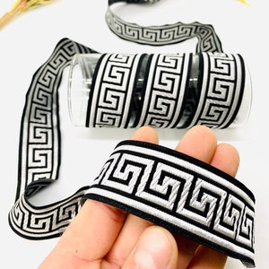 10Yards/30 mm Black Greek Key Jacquard Ribbon(1.37 inch)Jacquard Trim,Vintage Ribbon,Celtic Pattern,Medieval Trim,Costume Ribbon,Dog Collar