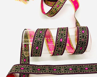 10Yards/20 mm Pink Authentic Jacquard Trim(0.78 inch)Jacquard Ribbon,Ribbon,Celtic Ribbon,Medieval Jacquard Trim,Costume Ribbon,Dog Collar