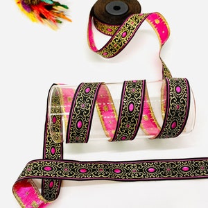 10Yards/20 mm Pink Authentic Jacquard Trim(0.78 inch)Jacquard Ribbon,Ribbon,Celtic Ribbon,Medieval Jacquard Trim,Costume Ribbon,Dog Collar