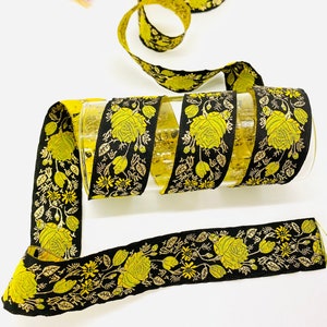 10Yards/30 mm Lime Green Floral Jacquard trim(1.18 inch)Jacquard Ribbon,Vintage Ribbon,Drapery Trim,Sewing Trim,Dog Collar,Camera Strap