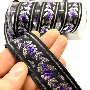 10Yard/30 mm Lilac/Purple Floral Jacquard trim(1.18 inch)Jacquard Ribbon,Vintage Ribbon,Floral Ribbon,Rose Trim,Dog Collar,Camera Strap