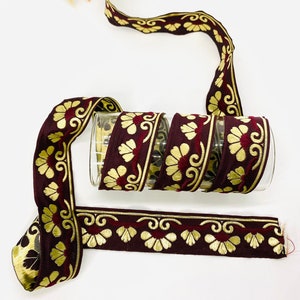 Cinta de jacquard negra/granate de 10 yardas/30 mm (1,18 pulgadas), adorno de jacquard, cinta vintage, cinta floral, suministros para collares de perros, collares de perros, cinta para disfraces