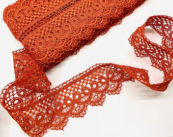 50 mm ORANGE Lace trim Guipure (1.96 inch)Venice Lace Trim,Geometric Lace Trim,Sewing Trim,Wedding Lace trim,Blouse,Skirt,Curtain,tablecloth