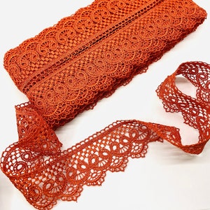50 mm ORANGE Spitze Besatz Guipure (5,5 cm)Venezianer Spitze,geometrische Spitze,Bluse,Vorhang,Tischdecke,Bluse, Rock