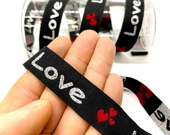 10 Yrd/18 mm Love Heart Jacquard Ribbon(0.70 inch)Handmade Sew-On Decorative Trim-Edge Decoration For Clothing,Costumes&DIY Sewing Projects