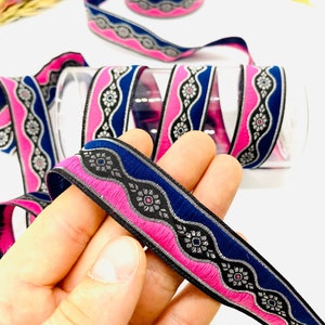 22 mm Rosa Keltische Blumen Jacquard Borte Vintage Band,Jacquard Band,Drapierung Borte,Rosenbesatz,Bastelbedarf,Nähborte,Hundehalsband