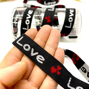 Nastro jacquard con cuore d'amore da 10 iarde/18 mm (0,70 pollici) Finiture vintage, Finiture jacquard, Finiture a cuore, Nastri per costumi, Finiture per tendaggi, Collare per cani, Tracolla per chitarra