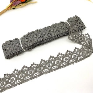 Lace trim Guipure 40 mm Gray (1.57 inch)Venice Lace Trim,Geometric Lace Trim,Bridal Gown,Lace Edging,Wedding Dress,Veil Trimming,Sewing Trim