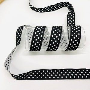 10 Yrds / 20 mm Schwarzweißes gepunktetes Jacquardband (0,78 Zoll) Jacquardbesatz, Stoffband, Vintage-Band, Kostümbesatz, Bastelbedarf, Hundehalsband