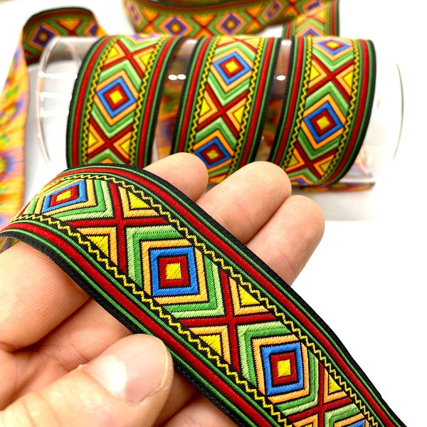 10 Yrd/30 mm Colorful African Motif Jacquard Ribbon(1.18 inch)Jacqaurd Trim,African Pattern Ribbon,Clothes Trim,Wedding Trim,Dog Collar