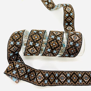 Cinta jacquard geométrica metálica marrón de 10 yardas/30 mm (1,18 pulg.) Ribete jacquard, Ribete vintage, Cinta vintage, Ribete para disfraces, Collar de perro, Collar de gato