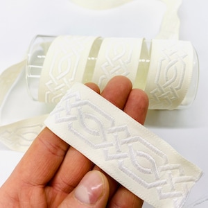 10 iarde/30 mm Finiture jacquard celtiche avorio/bianco (1,18 pollici) Nastro celtico, Nastro vintage, Nastro jacquard, Rifiniture da cucito, Collare per cani, Nastro per costumi