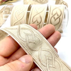 10 Yrd/30 mm Cappucino Renaissance Jacquard Ribbon(1.18 inch)Jacquard Trim,Vintage Ribbon,Drapery Trim,Costume Trim,Sewing trims,Dog Collar,