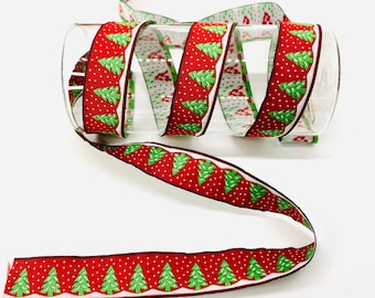 10Yrd/20 mm Red Christmas Jacquard Ribbon(0.78 inch)Boho Trim For Sewing,Handmade Sew-On Decorative Trim-Edge Decoration For Clothing