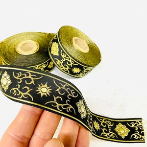 10 Yards/30mm Gold Jacquard Trim(1.18 inch)Vintage Ribbon,Celtic Trim,Jacquard Ribbon,Costume Trim,Medieval Trim,Dog Collar,Drapery Trim