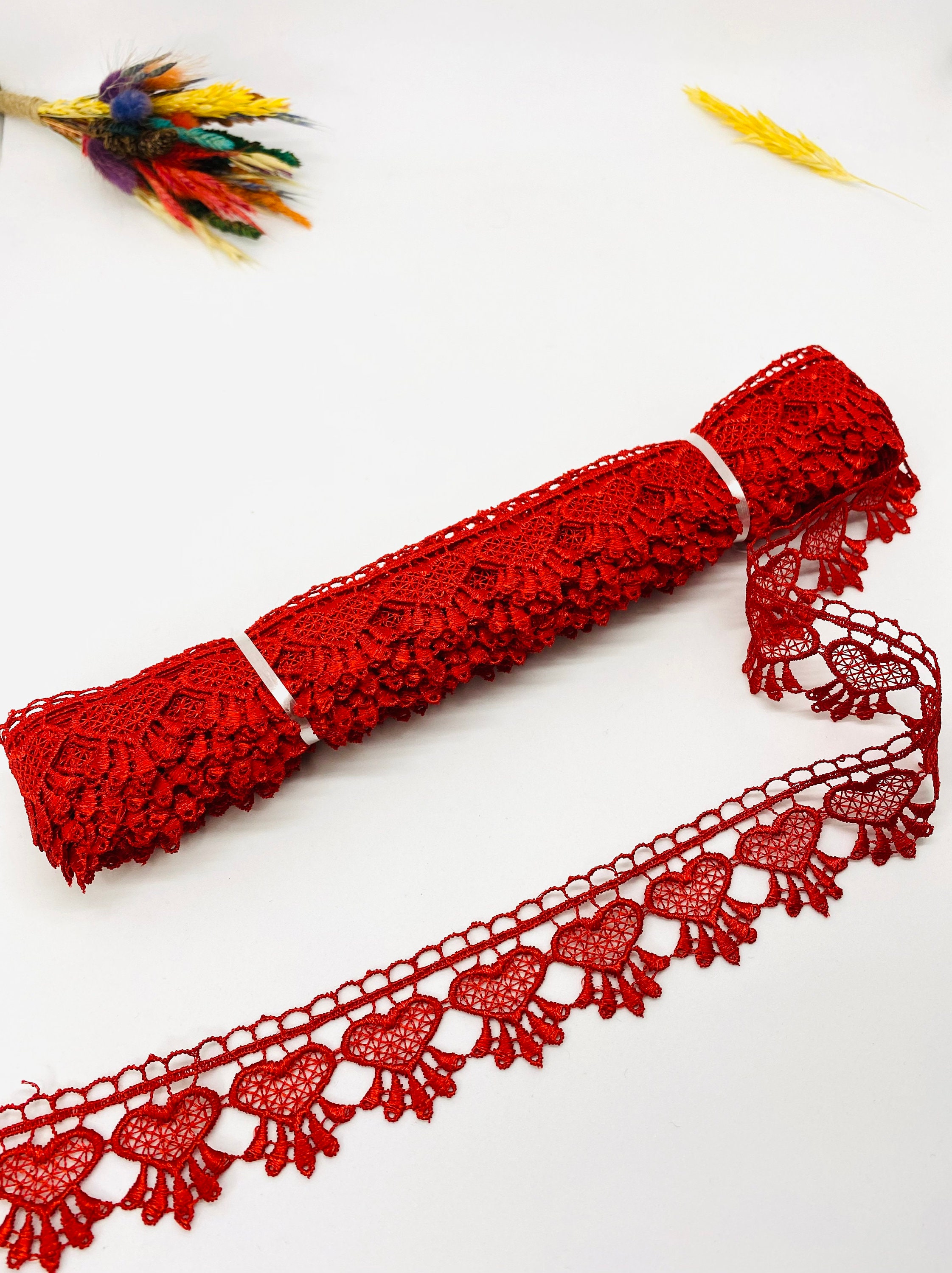 Lace Trim Guipure 30mm RED 1.18 Inches Venice Lace Trim, Heart Lace  Trim,guipure Trim Runner, Towel, Pillow,dress, Curtain, Tablecloth 