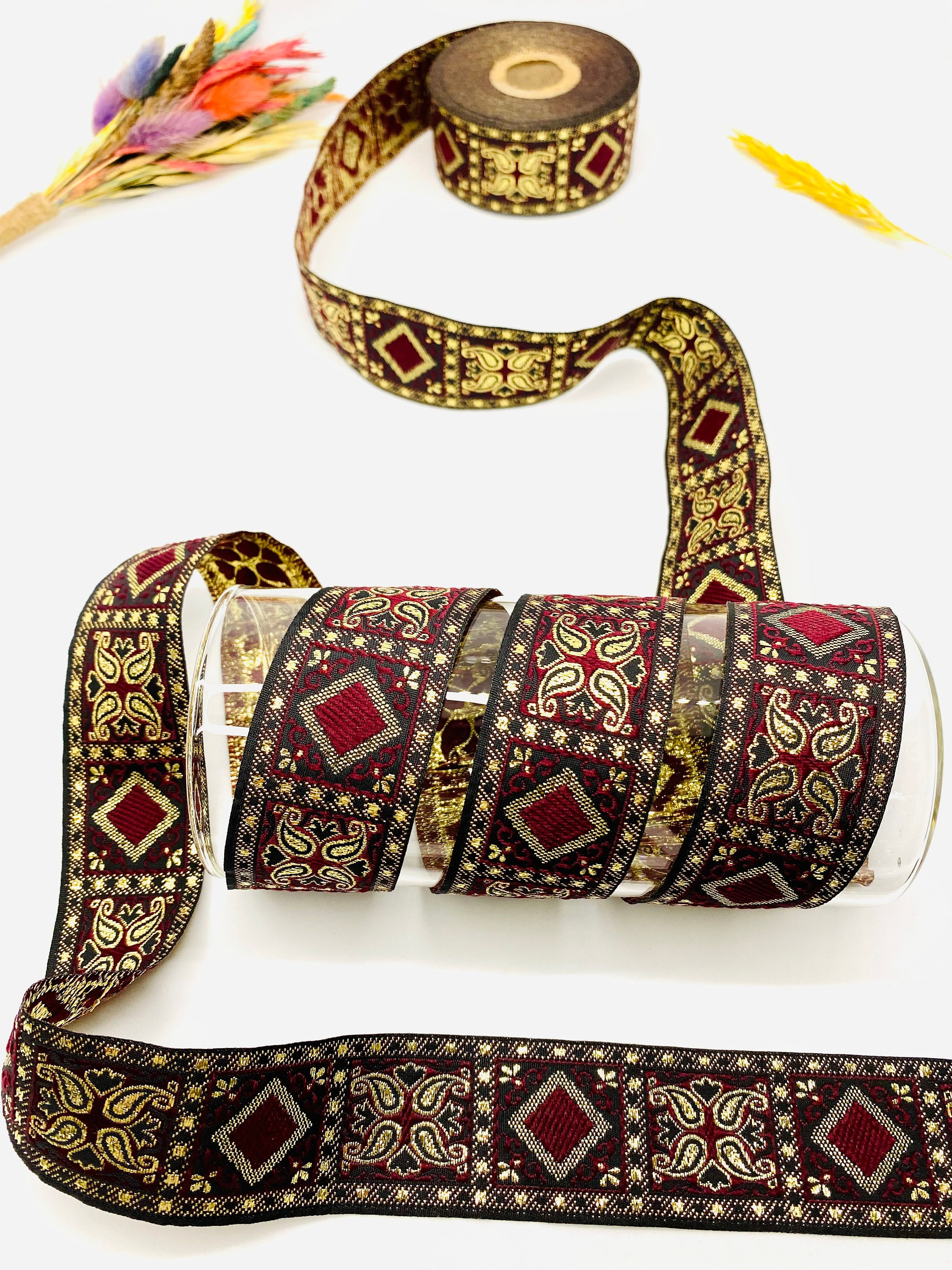 Amazon.com: 10.9 Yards 0.98 inch Celtic Knot Red Jacquard