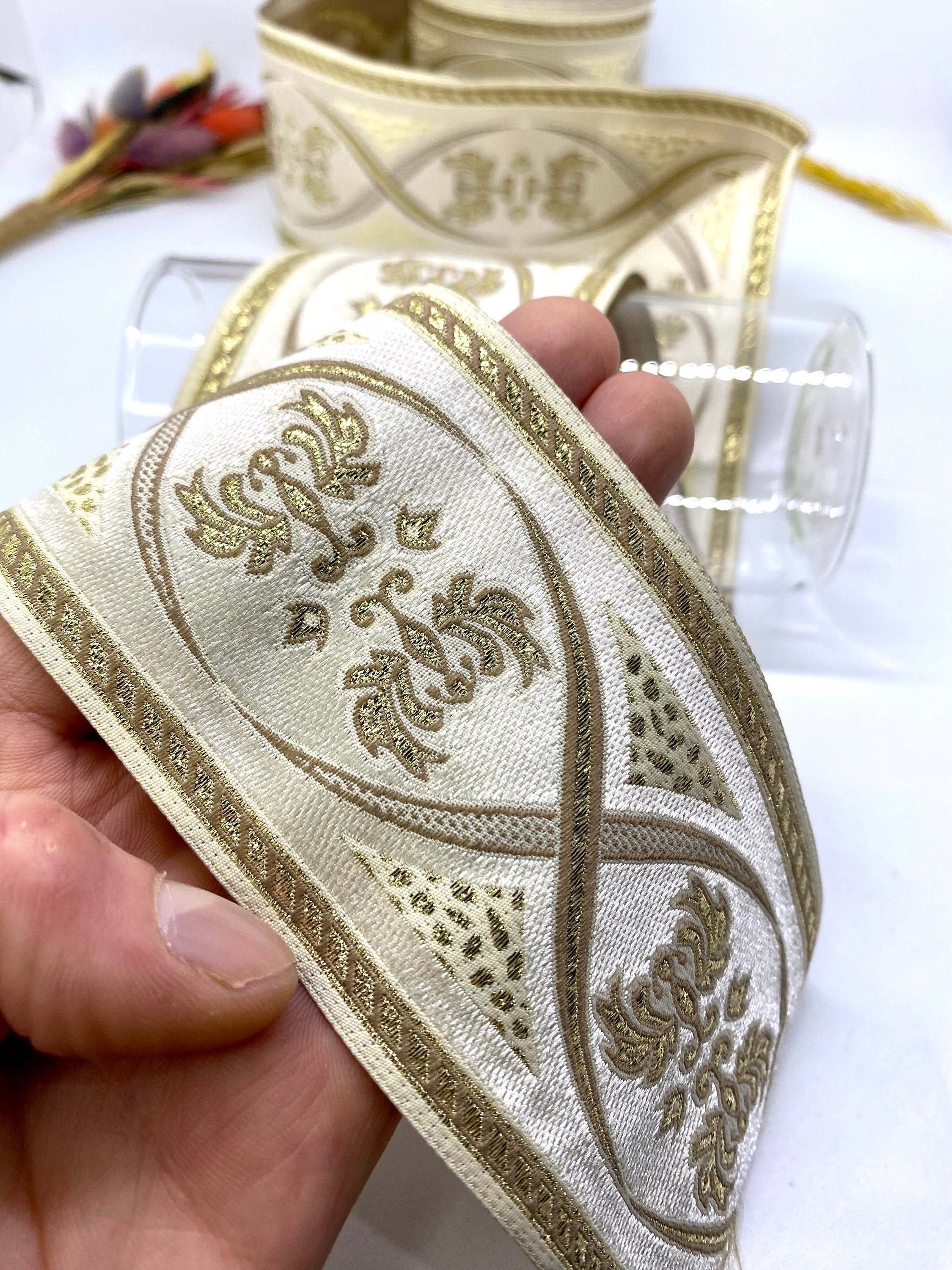 10 Yrd/ 70mm Gold Medieval Jacquard Trim(2.75 Inch)jacquard Ribbon ...