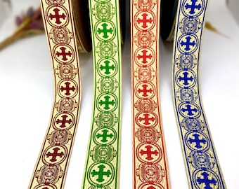 Metallic Crosses Jacquard Ribbon: Costume, Clergy, & Home Decor,DIY Sewing Projects,Costume Trim