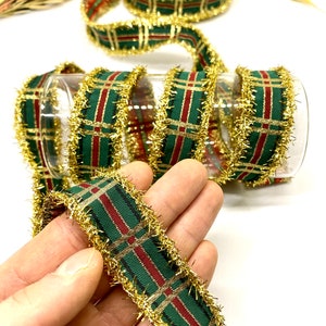 10Yards/25 mm Green/Gold Christmas Jacquard Trim(0.98 inch)Jacquard Ribbon/Christmas Trim/Costume Trim/Pattern Ribbon/Christmas Tree Ribbon/