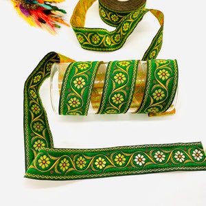 10 yards/30mm GREEN Floral Jacquard Trim(1.18 inch)Vintage Ribbon,Costume Trim,Jacquard Ribbon,Sewing trim,Dog collar,Drapery Trim,