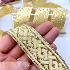 10 Yards/30 mm Gold Celtic Jacquard Trim(1,18inch)Vintage Ribbon,Jacquard Ribbon,Celtic Knot,Medieval  Trim,Costume Ribbon,Sewing trim