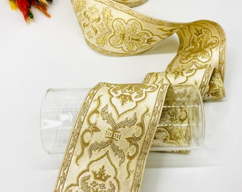 10 Yards/70 mm Golden Medieval Jacquard trim(2.75 inch)Vintage Ribbon,Geometric Trim,Jacquard Ribbon,Costume Ribbon,Sewing Trim,Brocade Trim