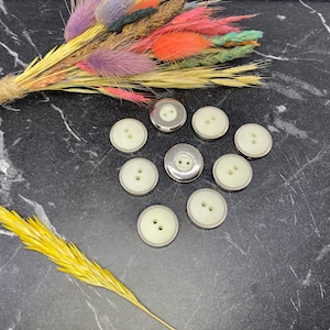 20 mm Silver/Ivory  Metallized Buttons(0.78 inch)Antique Buttons,Etched Gold Buttons,Silver Buttons,Metal Shirt Buttons,Metal Jacket buttons