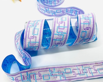 10Yards/30mm Blue&Lilac Jacquard trim(1.18 inch)Vintage Trim,Jacquard Ribbon,Dog Collar,Collar supply,Drapery trim,Costume Trim,Sewing trim