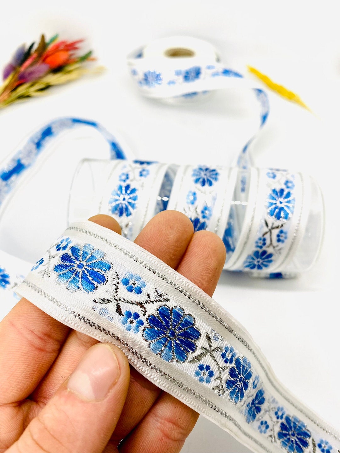 10yrd/30 Mm Blue Floral Jacquard Trim1.18 Inchjacquard Ribbon,vintage Ribbon,floral Ribbon,rose Trim,sewing Trims,dog Collar,camera Strap - Etsy 10yrd/30 Mm Blue Floral Jacquard Trim1.18 Inchjacquard Ribbon,vintage Ribbon,floral Ribbon,rose Trim,sewing Trims,dog Collar,camera Strap - Etsy