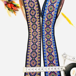 10 Yards / 50 mm Bunte Geometrische Jacquard Borte (1,96 Zoll) Keltisches Band, Vinatge Band, Jacquard Band, Nähborte, Hundehalsband, Kostümband