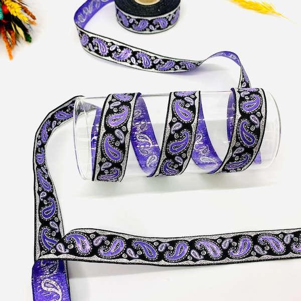 10 Yards/20mm Purple patterned Jacquard trim(0.78 inch)Jacquard Ribbon,Woven Ribbon,Vintage Ribbon,Sewing Trim,Dog Collar,Costume Trim