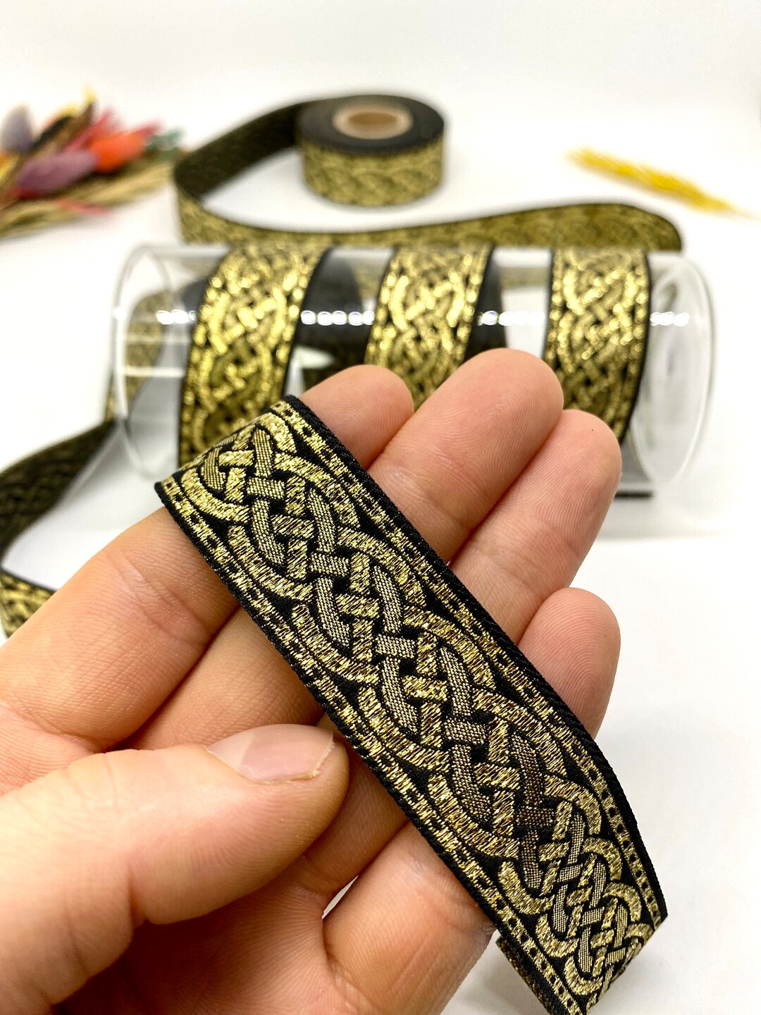 Gold Celtic Jacquard Ribbon: Renaissance Costume Trim, 10 Yards - Etsy