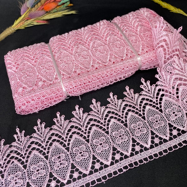 8 Yards/100 mm Pink Lace trim Guipure(3.93 inch)Venice Lace Trim,Geometric Lace Trim,Sewing Trim,Wedding Lace trim,Blouse,Skirt,tablecloth