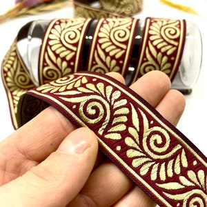 30 mm Claret Red Celtic Jacquard Trim(1,18inch)Vintage Ribbon,Jacquard Ribbon,Celtic Knot,Medieval Jacquard Trim,Costume Ribbon,Sewing trim