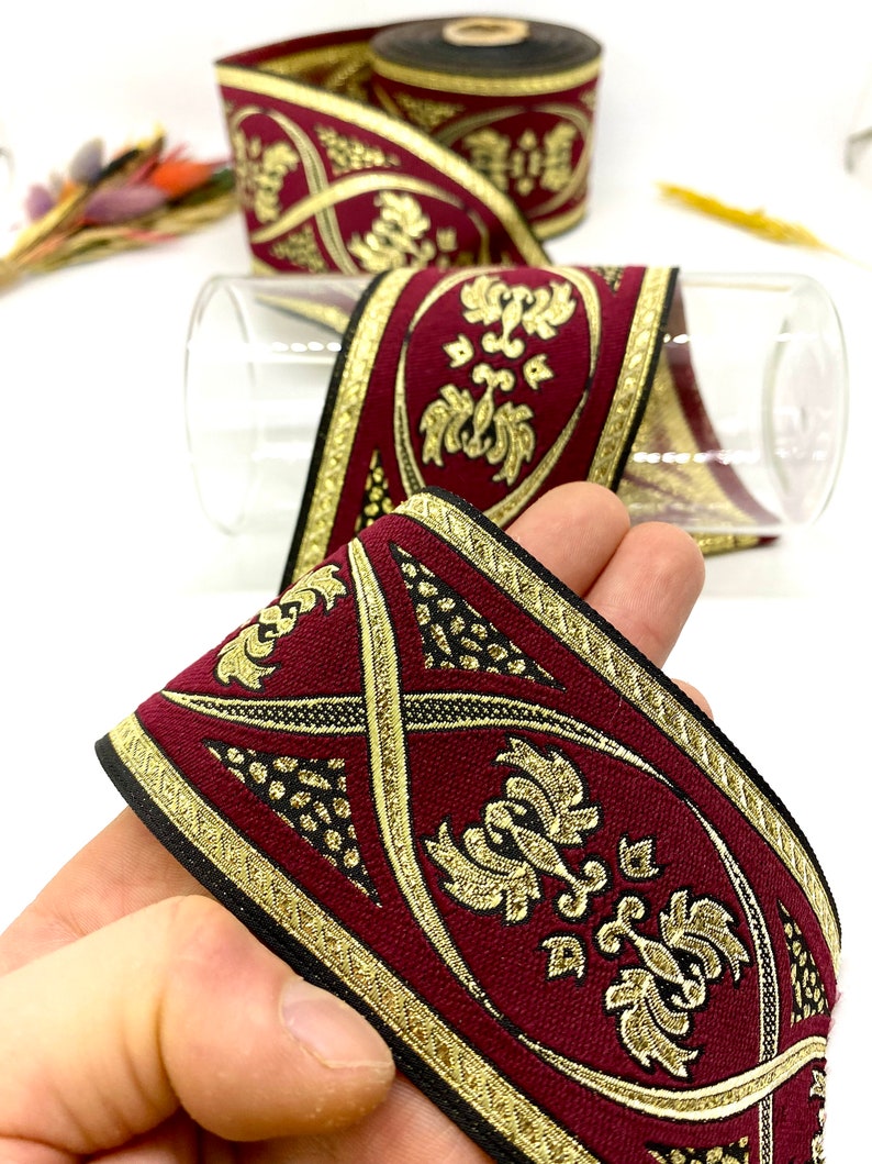 Medieval Ribbon Patterns 10 Yrd/ 70mm Gold Medieval Jacquard Trim(2.75 Inch)jacquard Ribbon ...