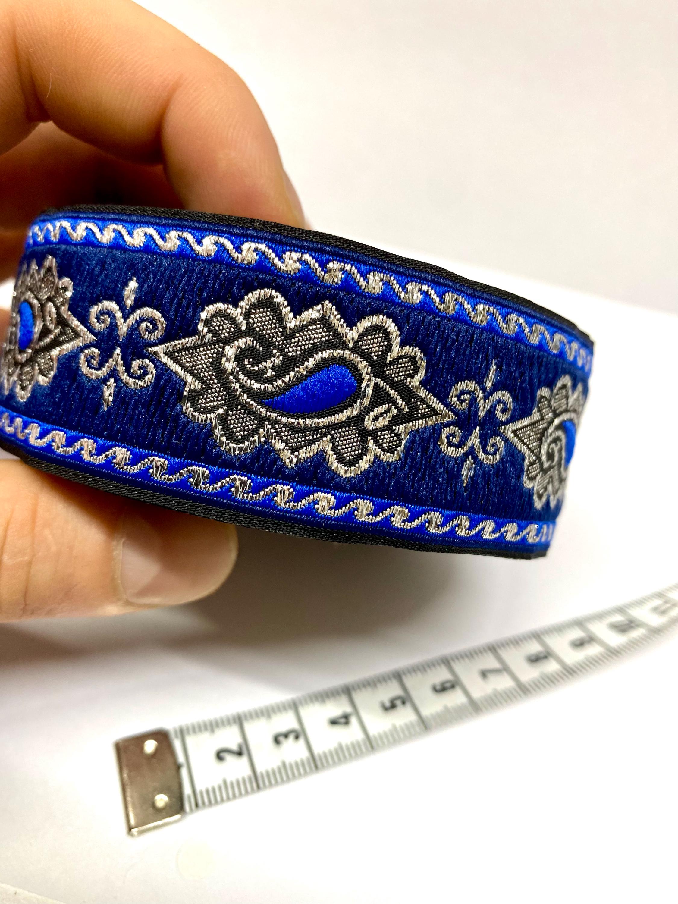 10yrd/22 Mm Navy Blue Medieval Jacquard Ribbon(0.86 Inch
