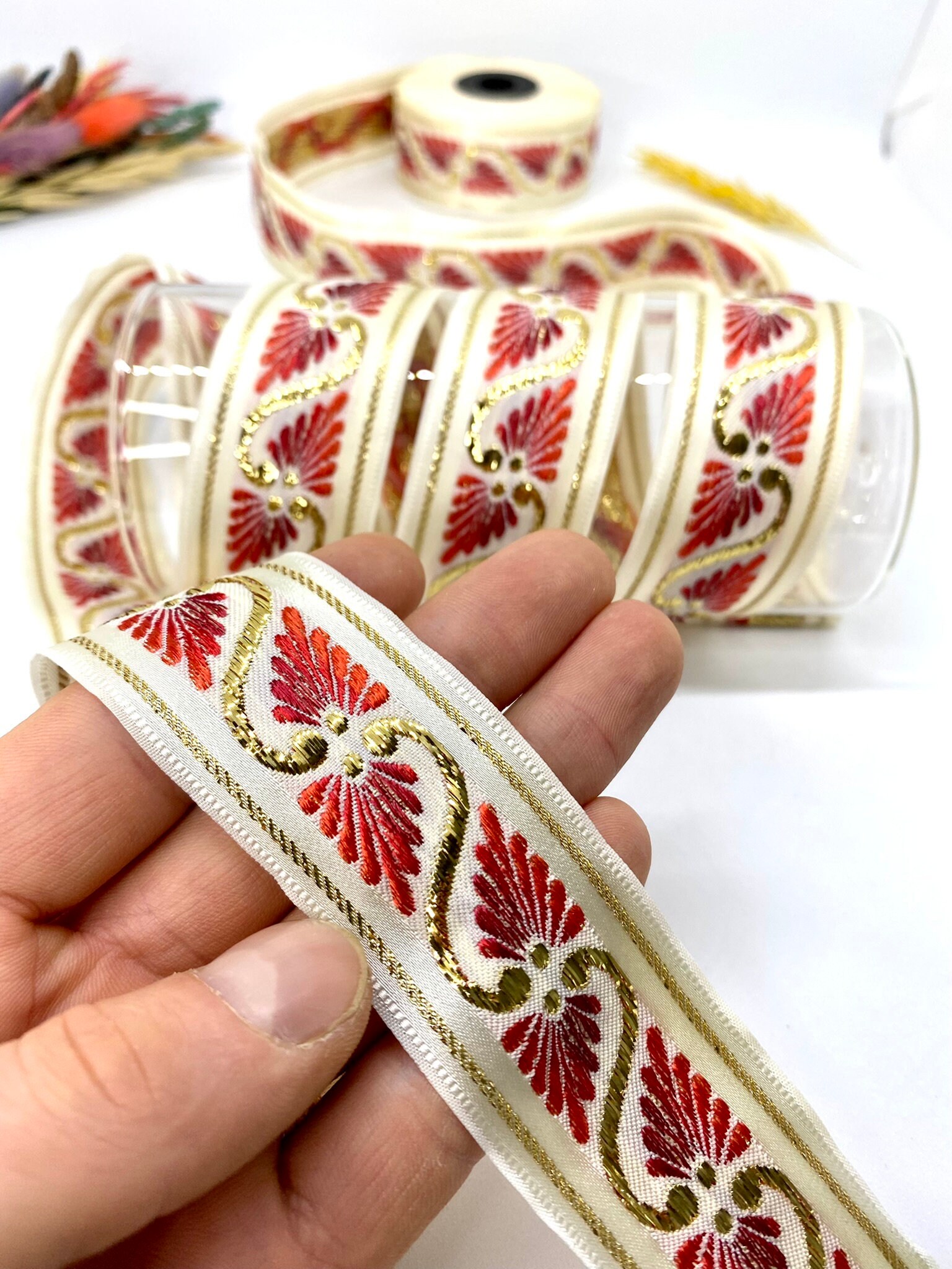 10yards/30mm Purple Seashell Jacquard Trim(1.18 Inch