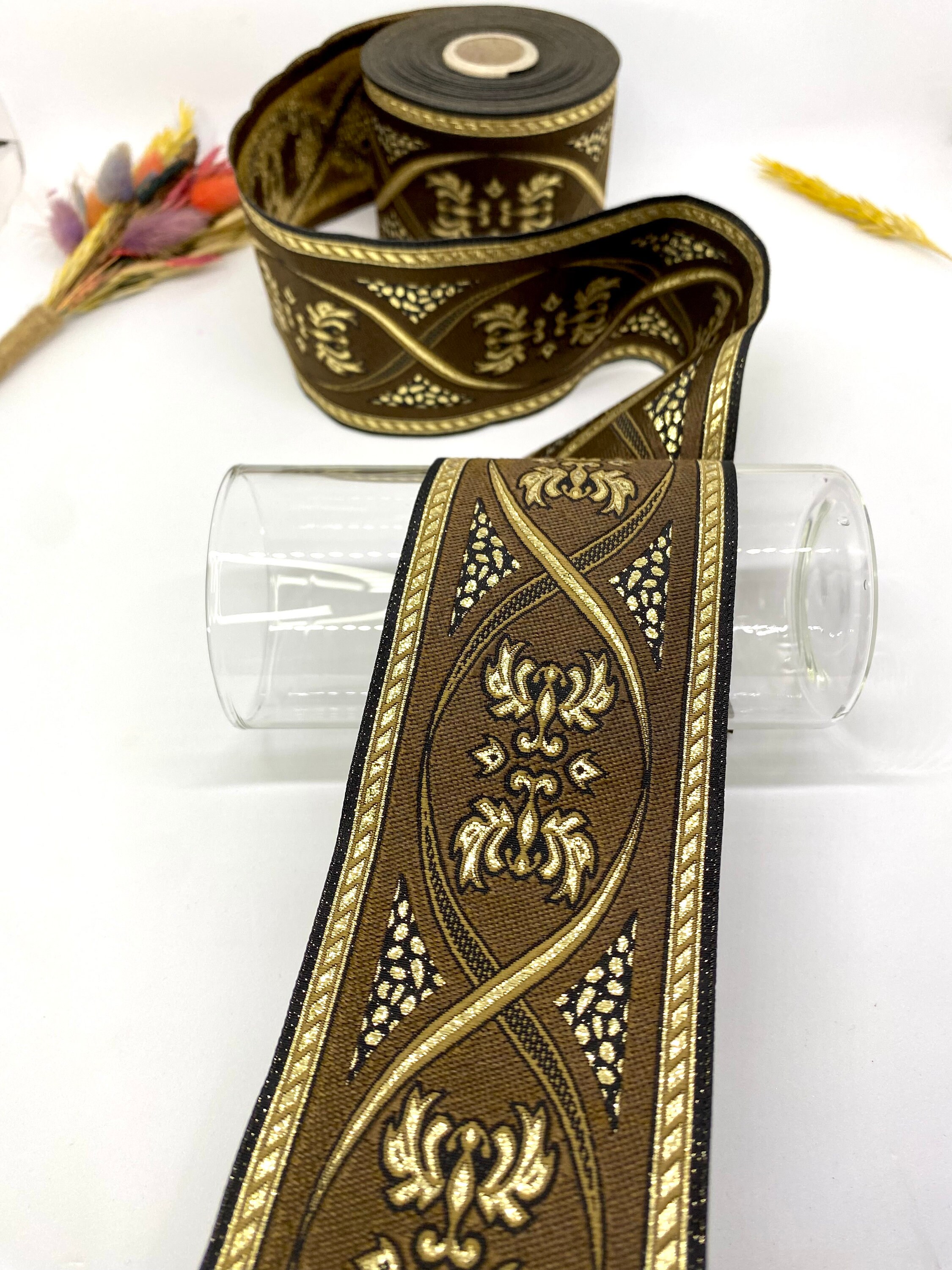 10 Yrd/ 70mm Gold Medieval Jacquard Trim(2.75 Inch)jacquard Ribbon ...