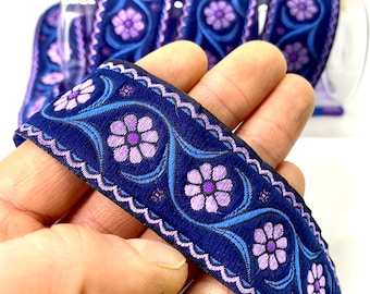 10Yrd/30mm Lillac Floral Jacquard trim(1.18 inch)Jacquard Trim,Boho Folk Trim For Costumes,Pattern Ribbon,Medieval or DIY Sewing Projects