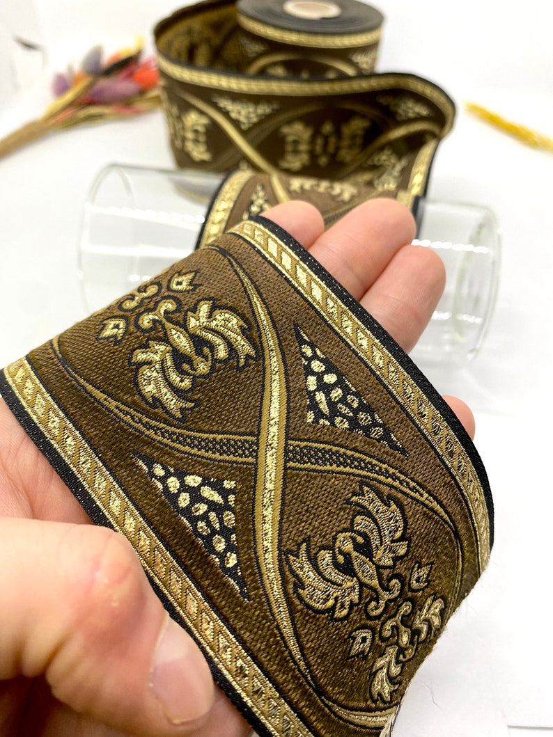 Medieval Ribbon Patterns 10 Yrd/ 70mm Gold Medieval Jacquard Trim(2.75 Inch)jacquard Ribbon ...