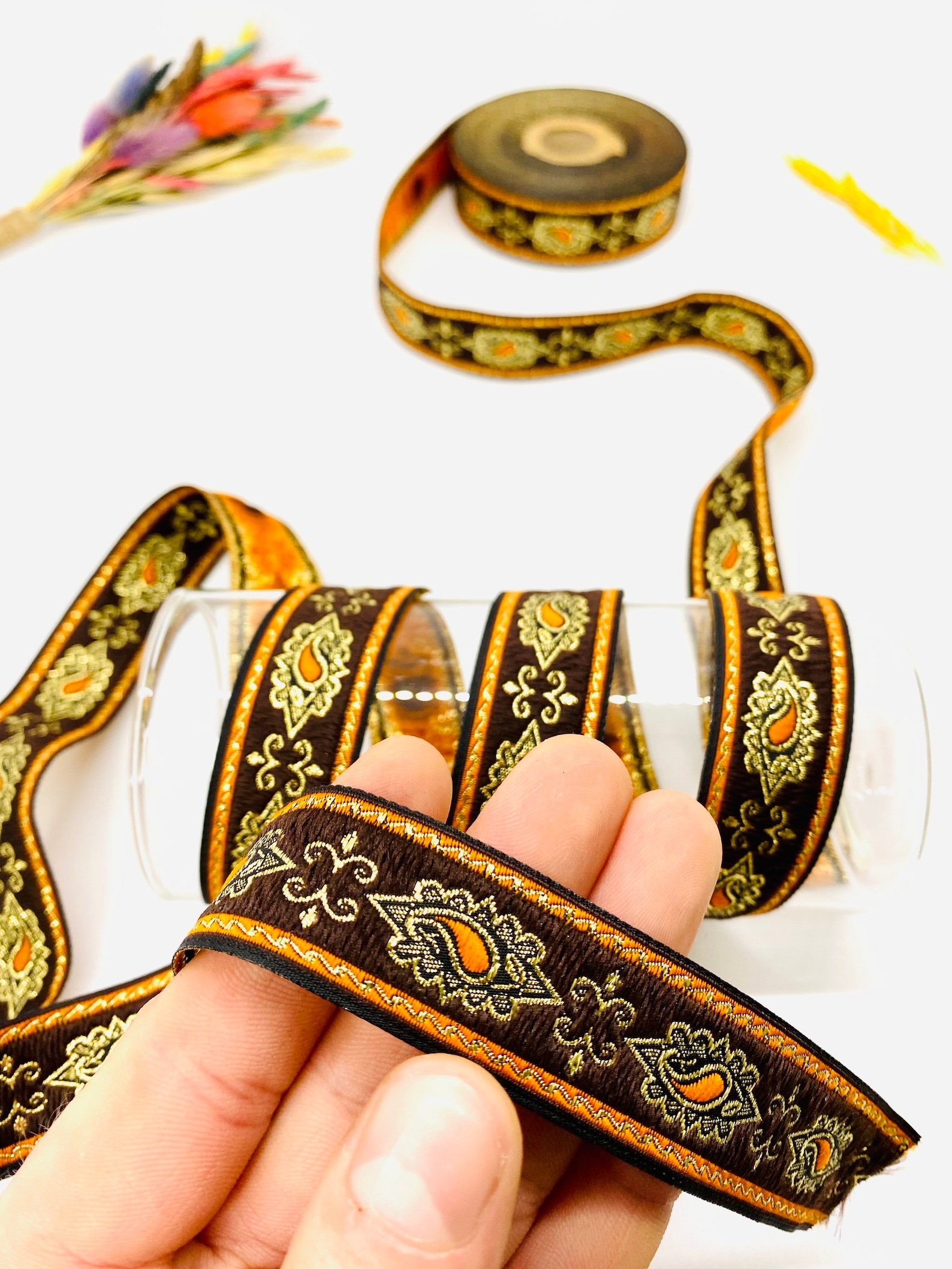 10yrd/22 Mm Navy Blue Medieval Jacquard Ribbon(0.86 Inch)renaissance ...