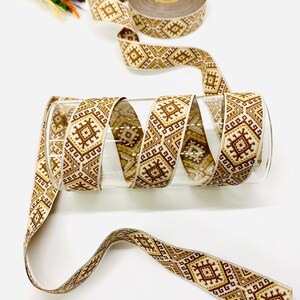10 Yards/20mm Brown Embroidered Jacquard Ribbon(0.78 inch)Jacquard trim,Vintage Trim,Fabric Trim,Drapery Trim,Costume Trim,Dog Collar