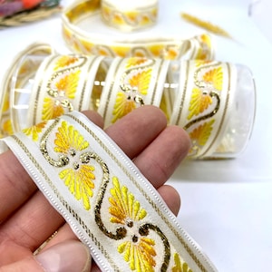 10Yrd/30 mm Yellow Seashell Jacquard Trim(1.18 inch)Jacquard Ribbon,Drapery trim,Vintage Ribbon,Ribbon,Celtic Pattern,Sewing trim,Dog Collar